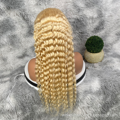 Private Label 30 Inch 613 Full Lace Wig 613 Transparent Lace Front Wig,Swiss Hd Lace Blonde Color Human Hair Wigs